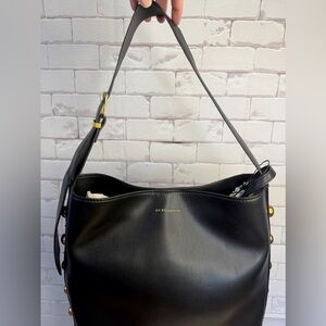 BCBGMaxAzria Black and Gold Shoulder Bag with Elegant Design NWOT